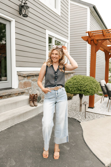 Nori Wide Leg Cuffed Jean - Michigan Southern Charm