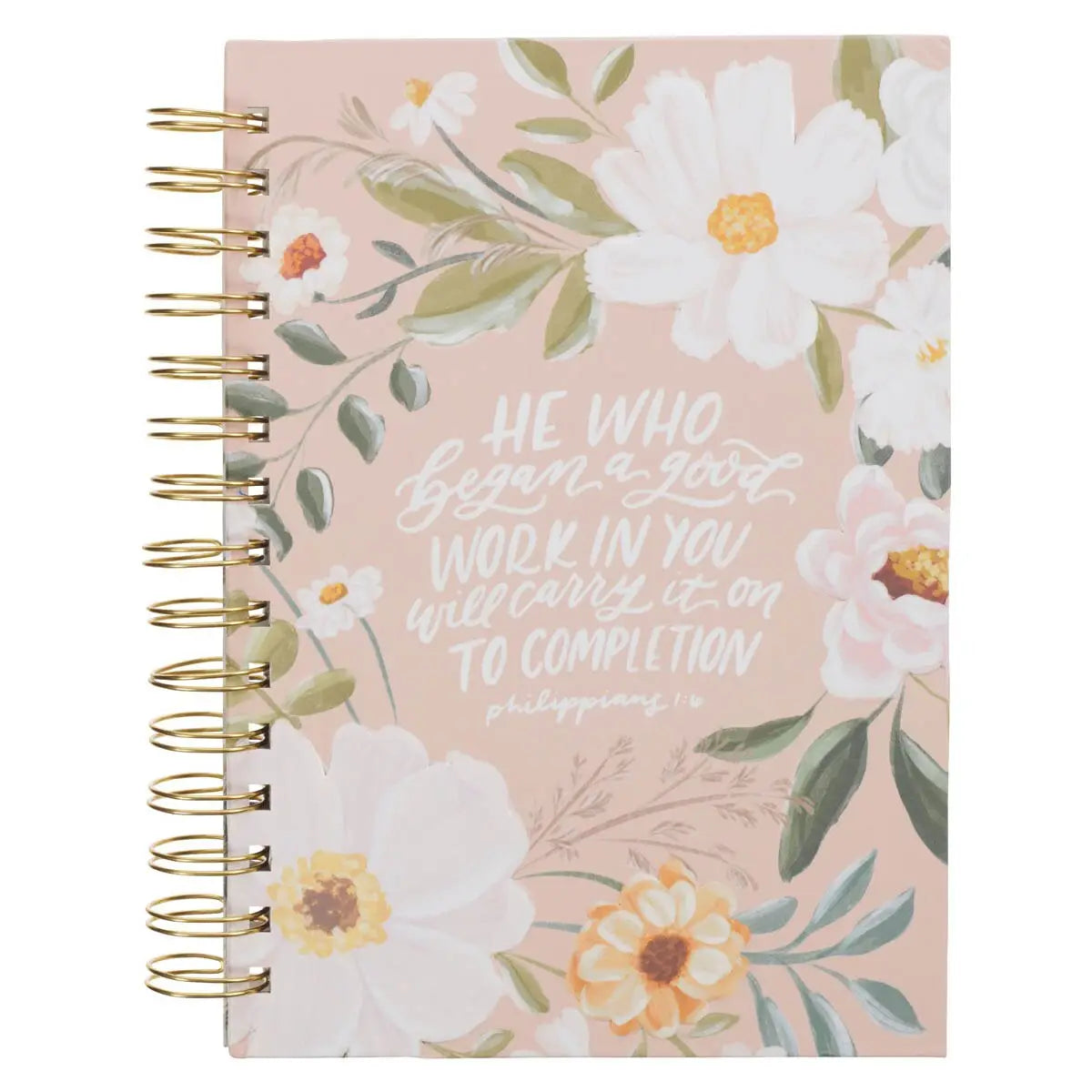 Journal Wirebound Beige Floral Good Work in You Phil. 1:6 - Michigan Southern Charm