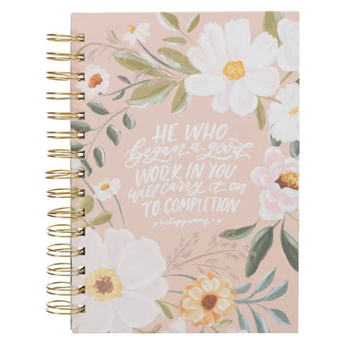 Journal Wirebound Beige Floral Good Work in You Phil. 1:6 - Michigan Southern Charm