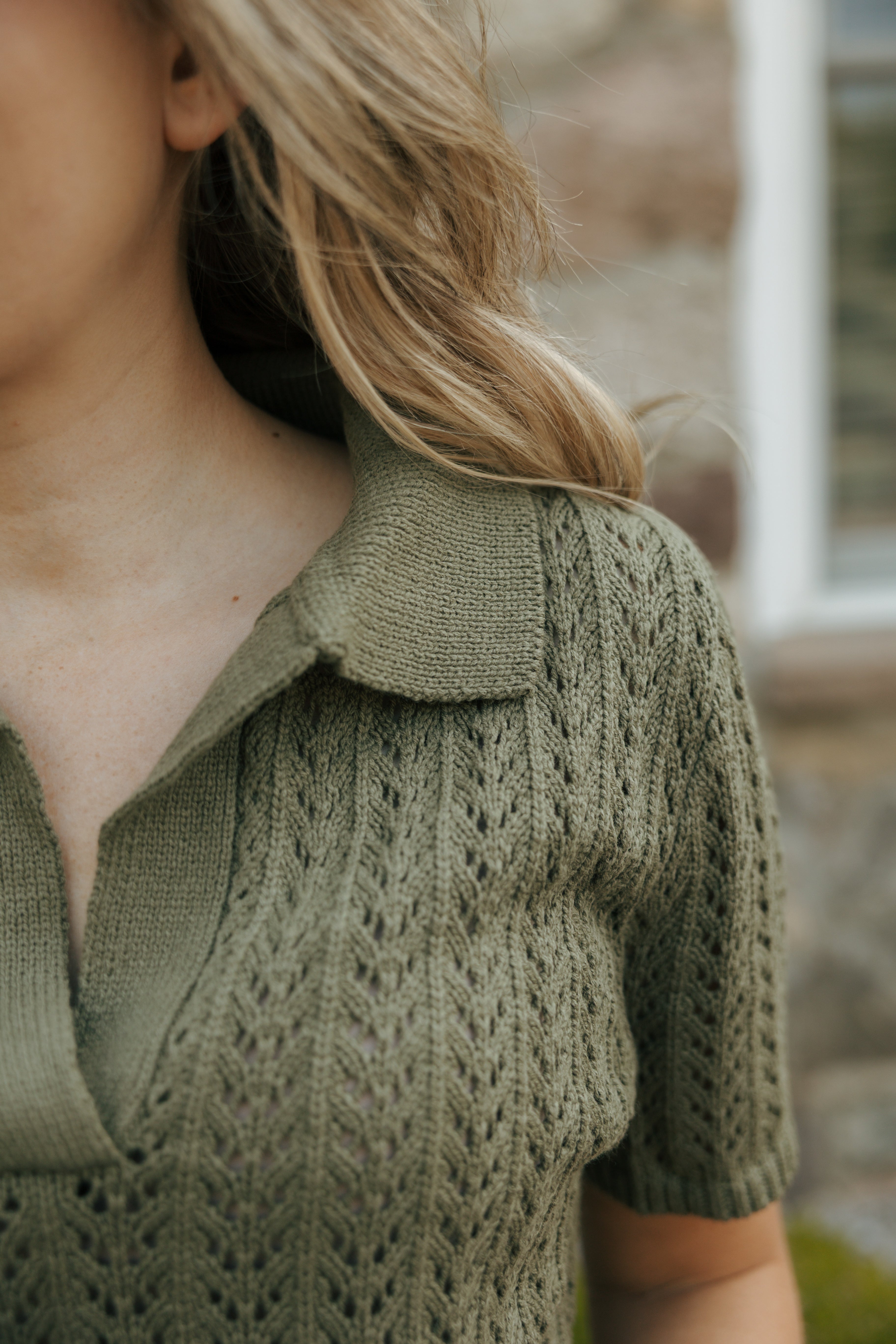 Short Sleeve Collar Neck Sweater - Michigan Southern Charm