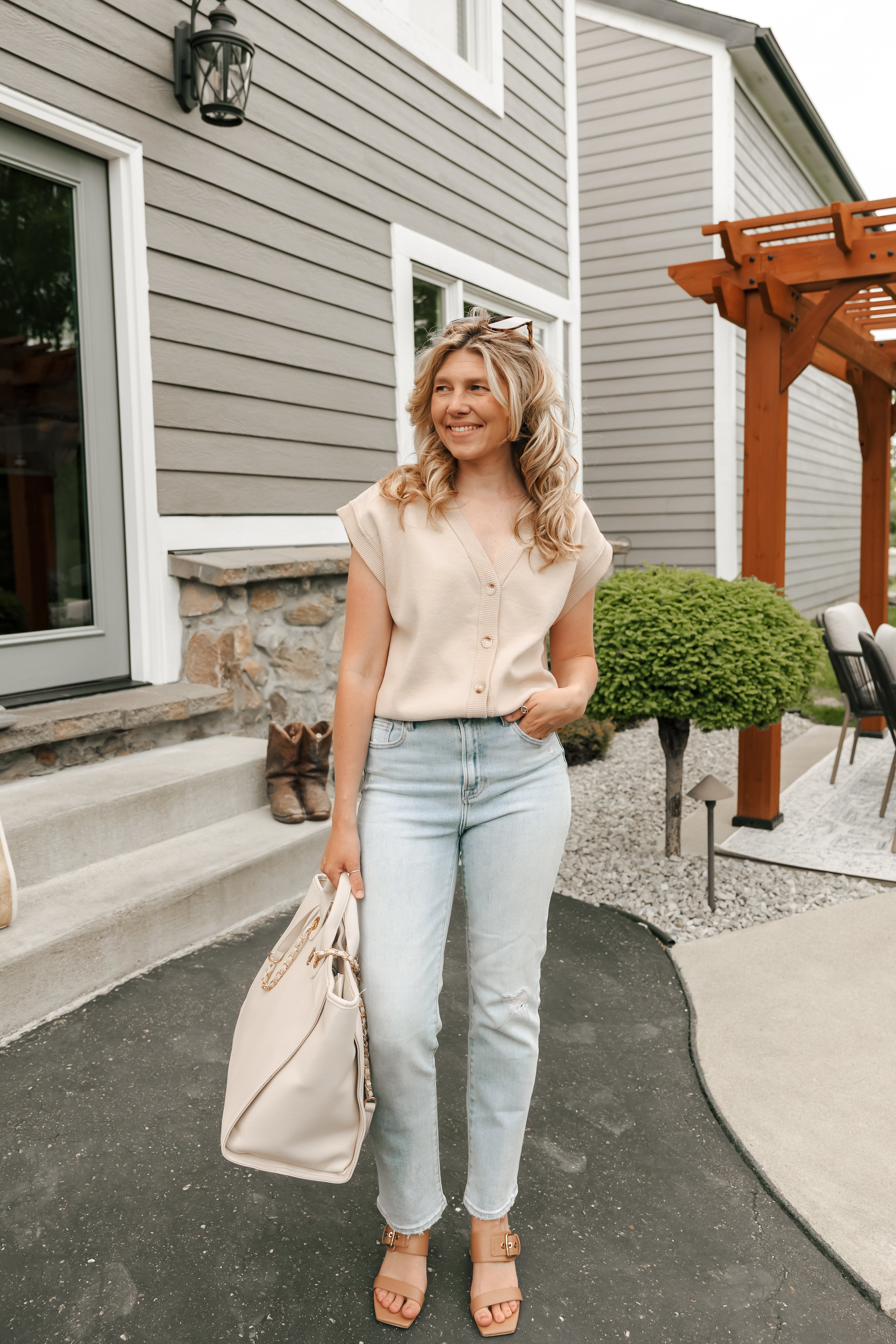 Taupe Multi-Way Sweater Vest - Michigan Southern Charm