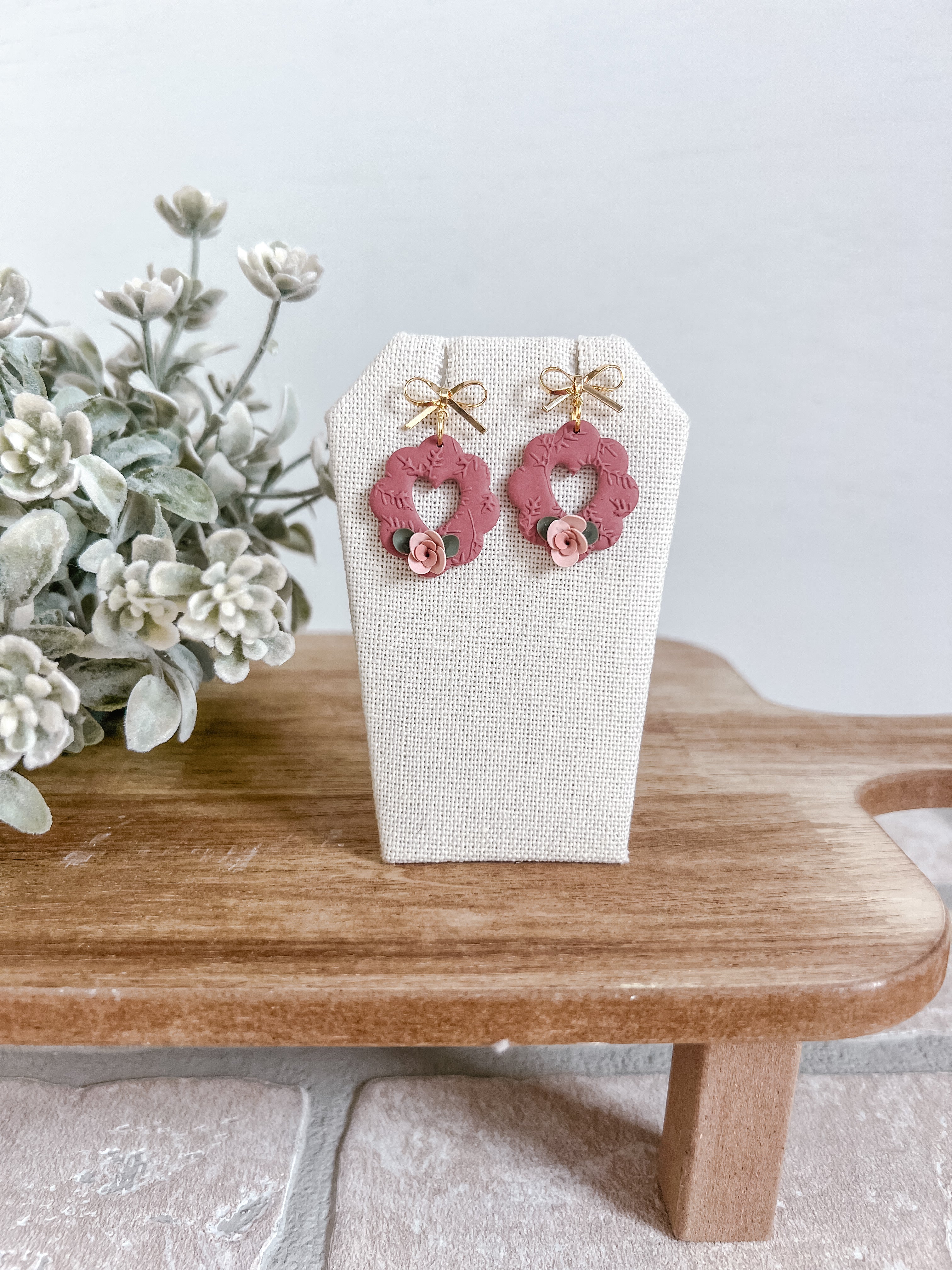 Scalloped Heart Floral Earrings - Michigan Southern Charm