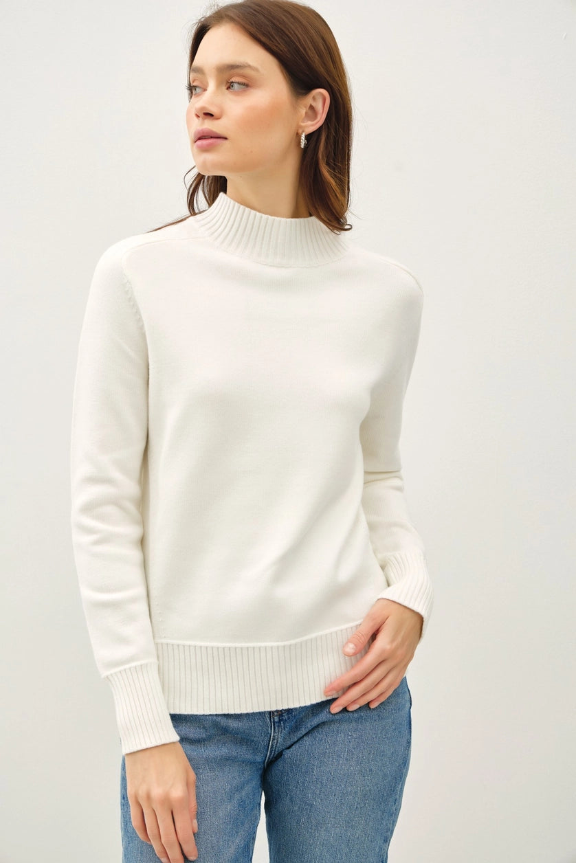 Classic Mock Neck Sweater with Shoulder Panel - Michigan Southern Charm