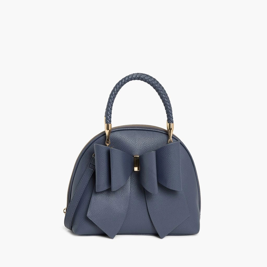 Bea Braided Top Handle Satchel Handbag Navy - Michigan Southern Charm