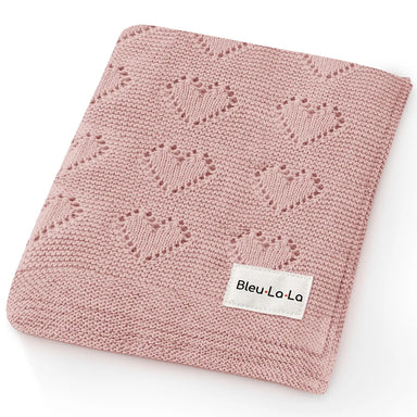 100% Luxury Cotton Pink Heart Receiving Swaddle Baby Blanket - Michigan Southern Charm