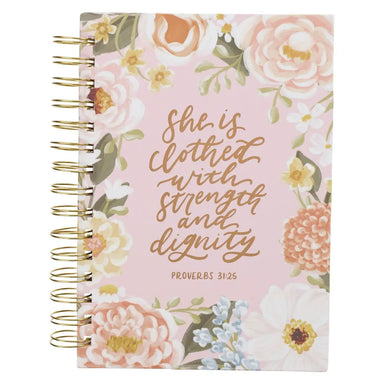 Journal Wirebound Pink Floral Strength & Dignity Prov. 31:25 - Michigan Southern Charm