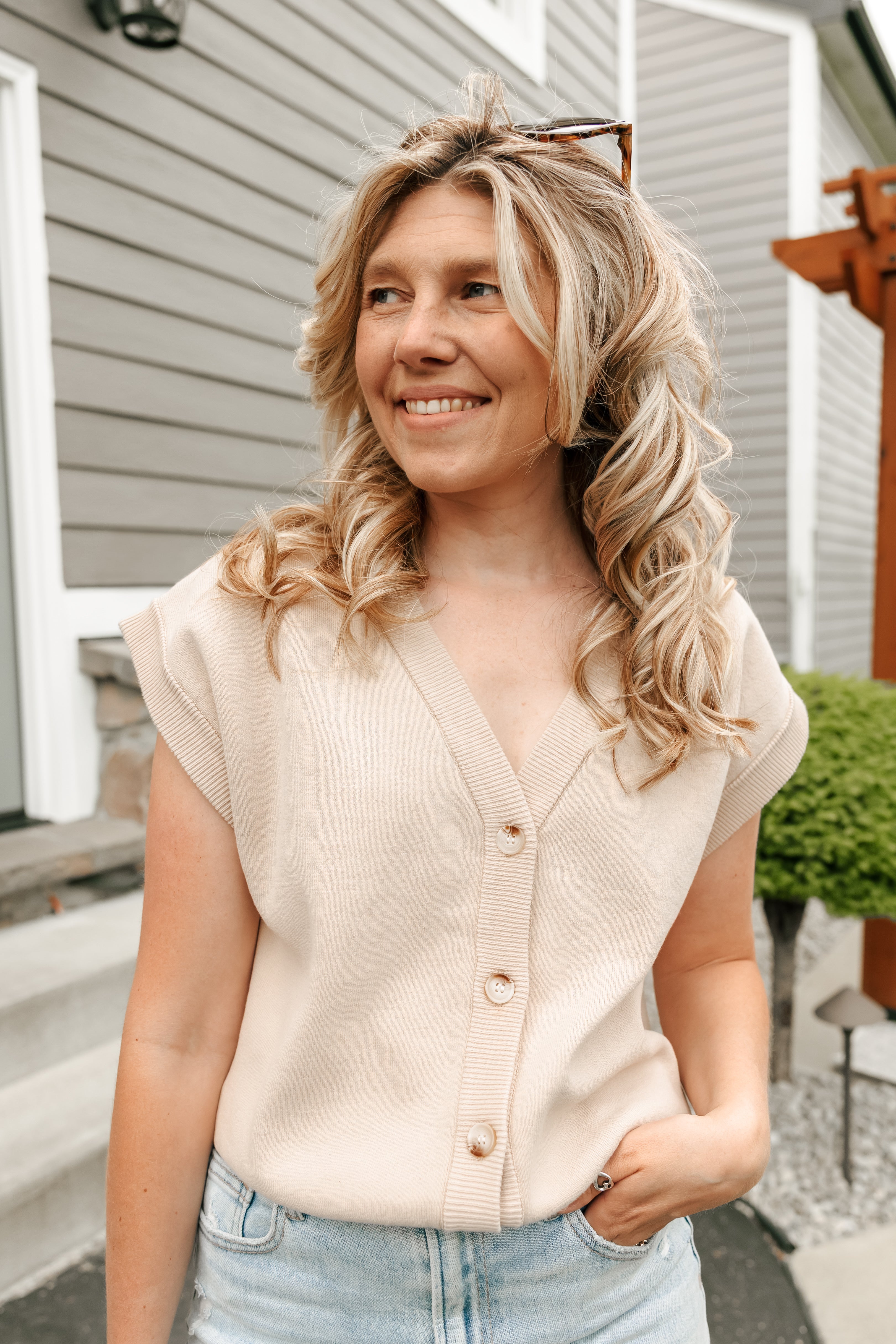Taupe Multi-Way Sweater Vest - Michigan Southern Charm