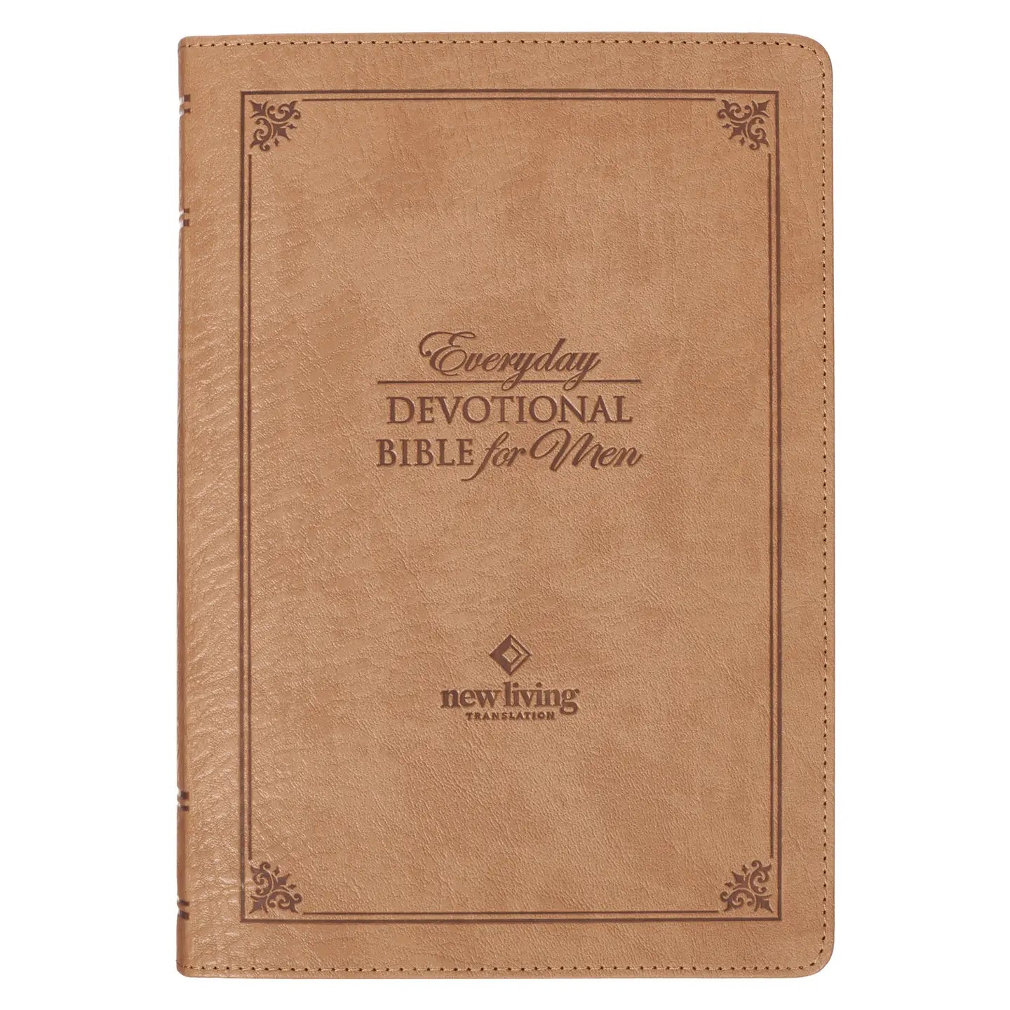 Devotional Bible Nlt For Men Faux Leather, Tan - Michigan Southern Charm