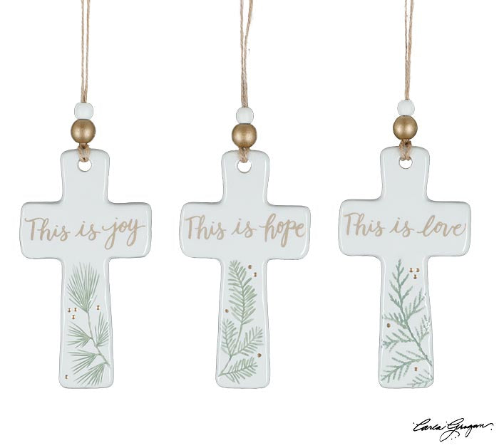 MESSAGE CROSS SHAPE ORNAMENTS - Michigan Southern Charm