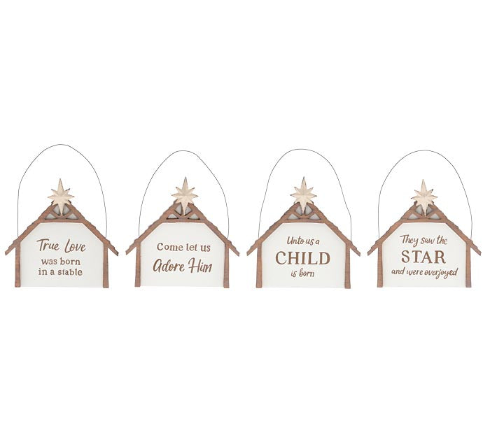 WOODEN CRECHE ORNAMENTS WITH MESSAGE - Michigan Southern Charm