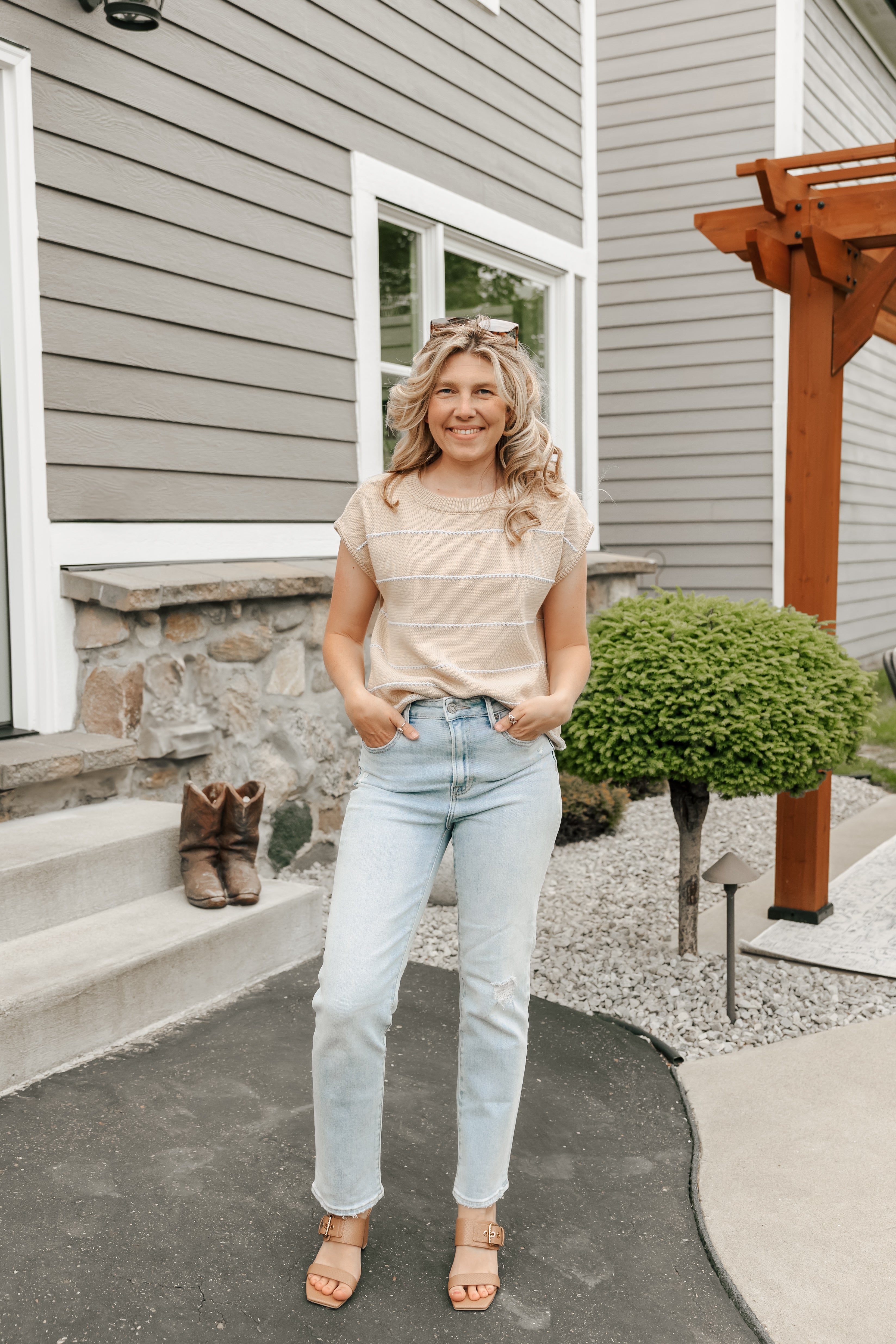 Stitched Detail Sweater Top - Michigan Southern Charm