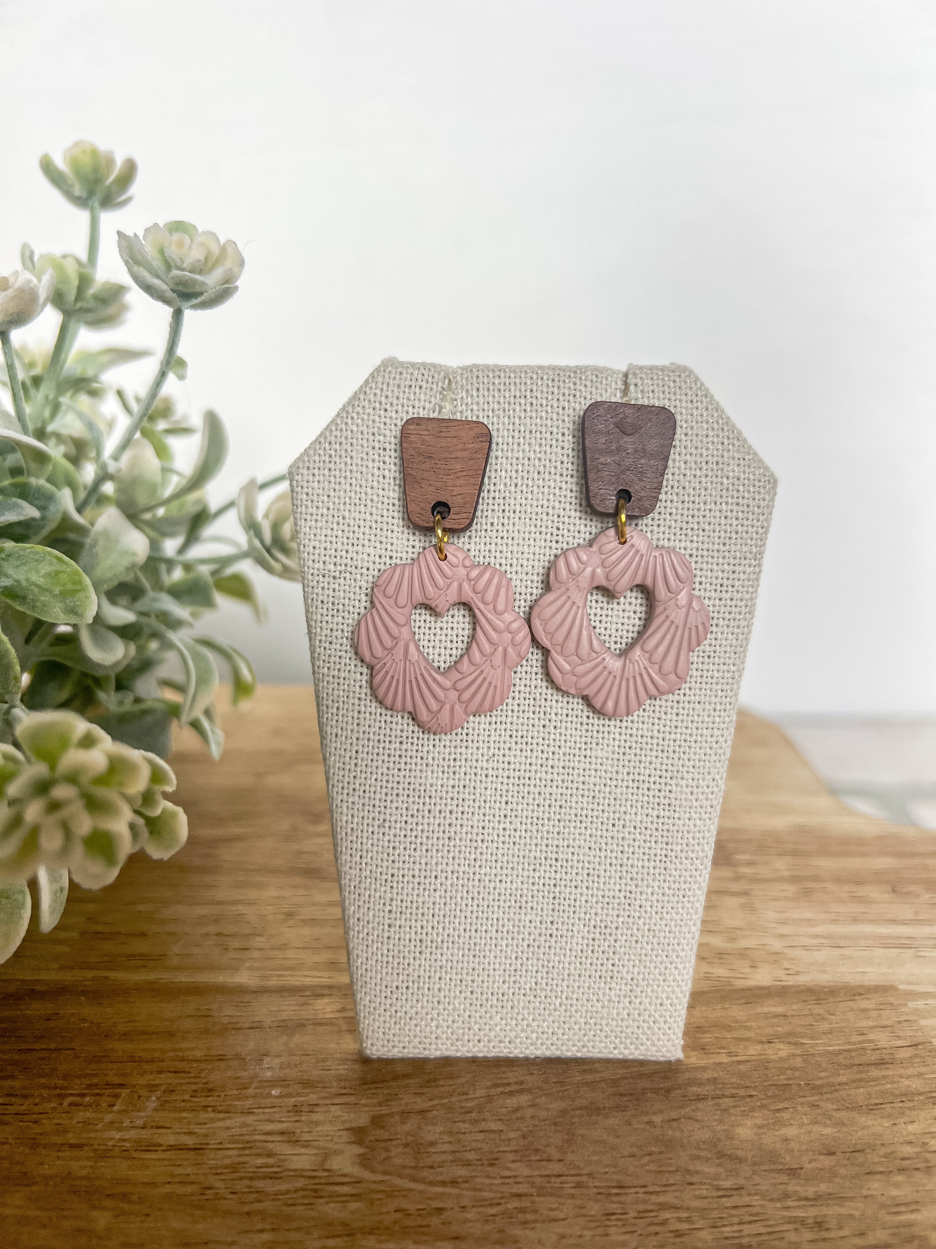 Scallop Embossed Heart Earrings - Michigan Southern Charm