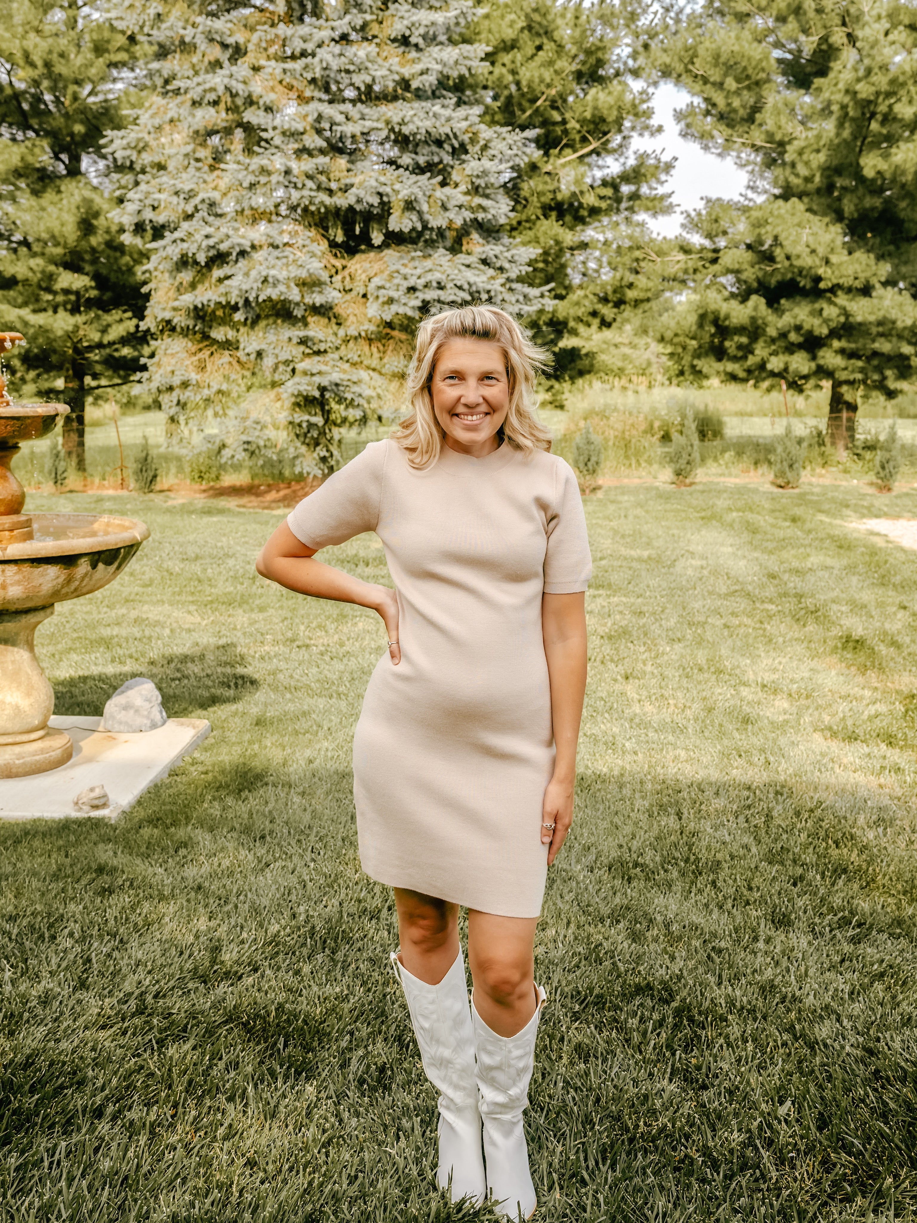 SHORT SLEEVE MINI SWEATER DRESS - Michigan Southern Charm