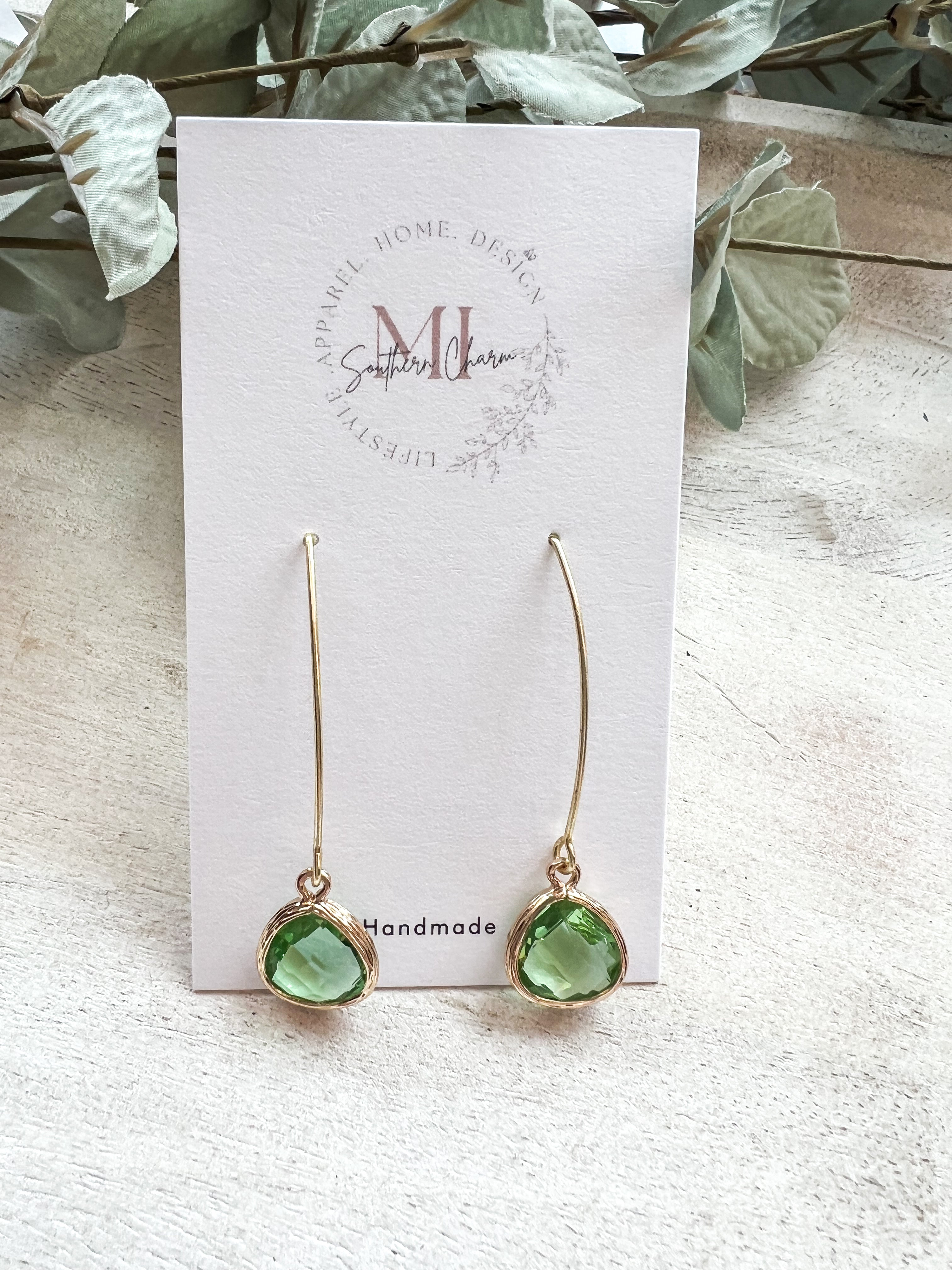 Bright Skies Green Earrings - Michigan Southern Charm
