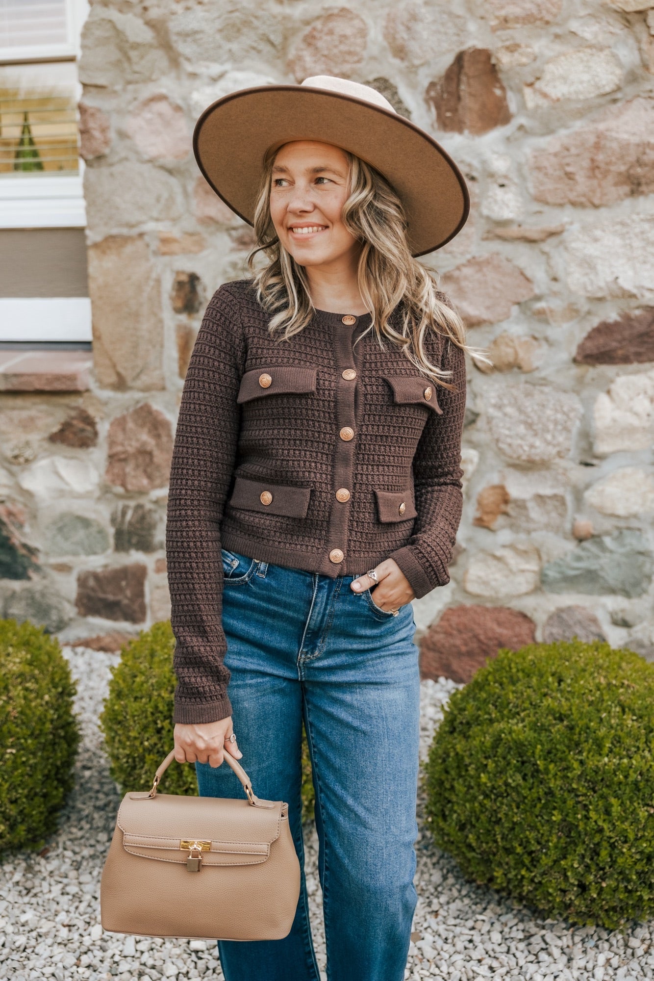 Sweater Cardigan With Gold Buttons - Michigan Southern Charm