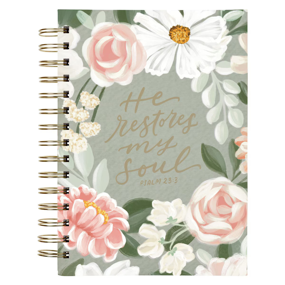 He Restores My Soul Green Garden Spiral Journal - Psalm 23:3