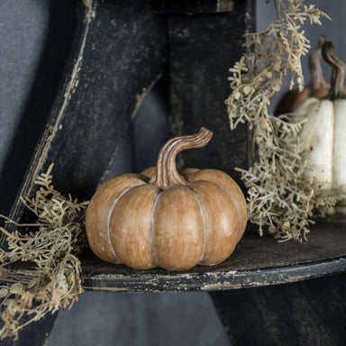 4.75" TAN RESIN PUMPKIN - Michigan Southern Charm