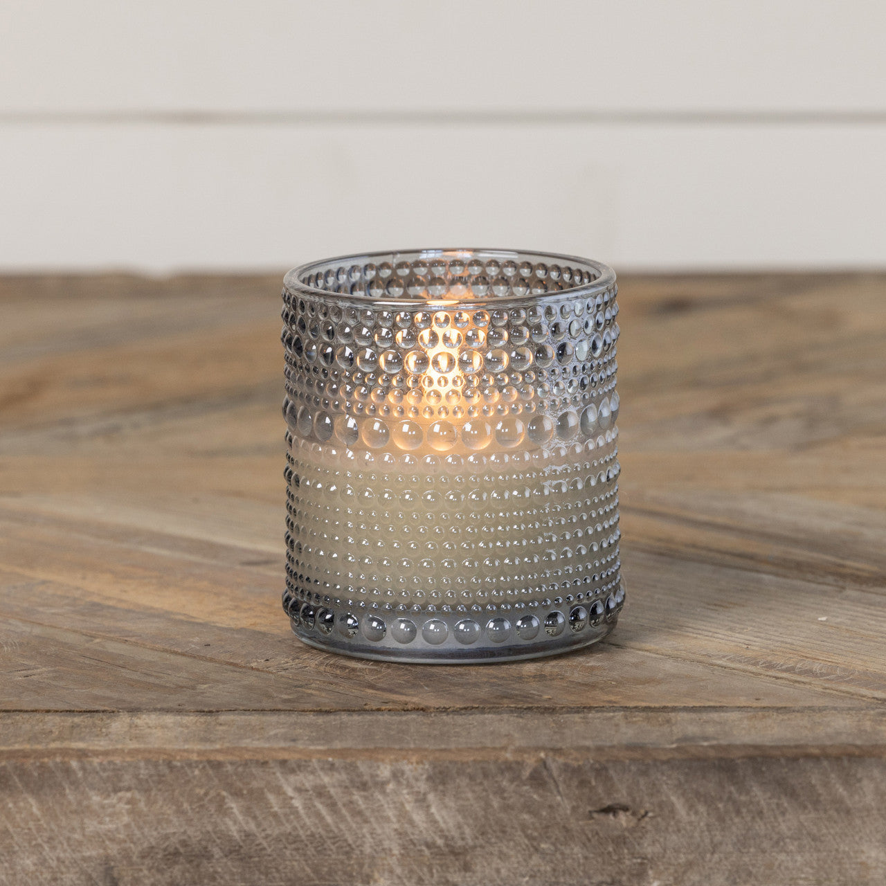 GREY DOTTED GLASS 3D FLAME CANDLE