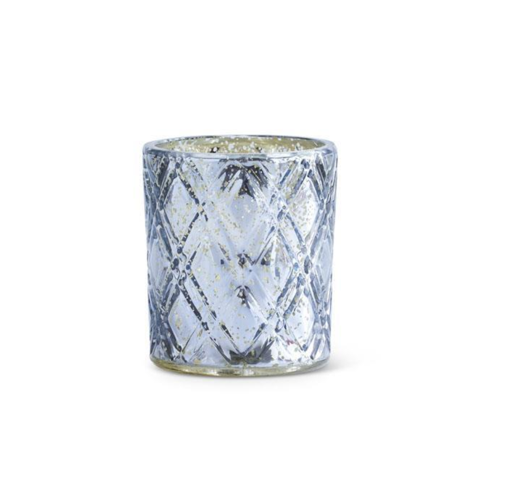 Blue Mercury Glass w/Criss Cross Pattern - Michigan Southern Charm