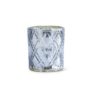 Blue Mercury Glass w/Criss Cross Pattern - Michigan Southern Charm