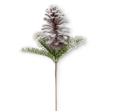 Flocked Fir and Pinecone Stem - Michigan Southern Charm