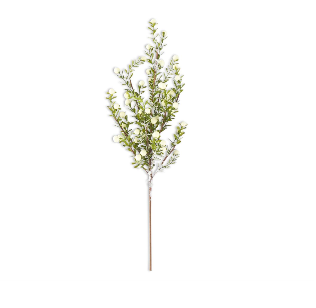 Glittered Snowy White Berry Leaf Bush - Michigan Southern Charm