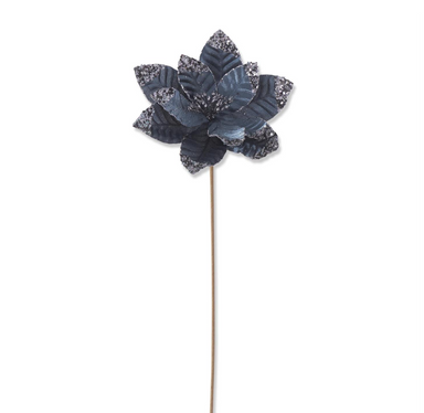 Glittered & Sequined Blue Velvet Poinsettia - Michigan Southern Charm