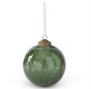 Transparent Crackled Green Crackled Glass Round Ornament - Michigan Southern Charm