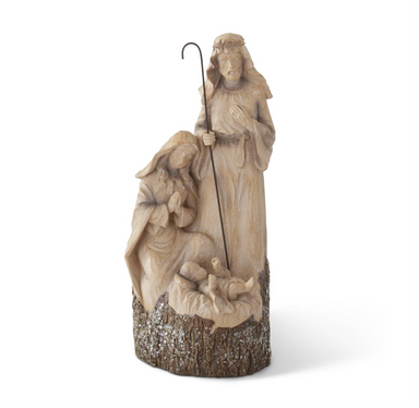 Resin Woodgrain LED Nativity w/Timer - Michigan Southern Charm