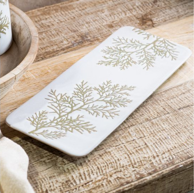 14.75"L EVERGREEN BRANCH TRAY - Michigan Southern Charm