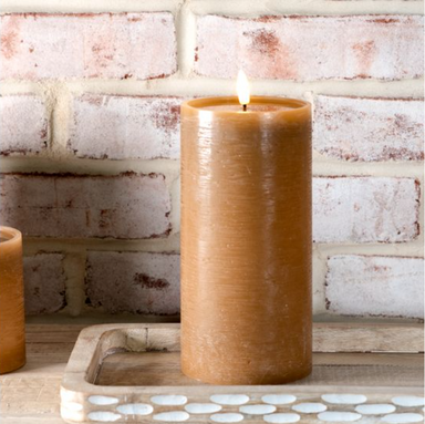 8" H. WIDE CARAMEL LED PILLAR CANDLE - Michigan Southern Charm