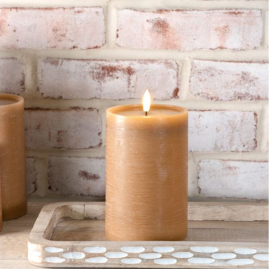 6" H. WIDE CARAMEL LED PILLAR CANDLE - Michigan Southern Charm