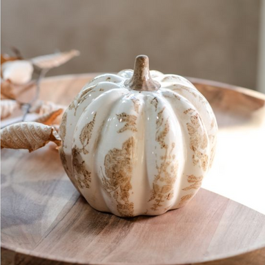 5"H BEIGE HEIRLOOM PUMPKIN - Michigan Southern Charm