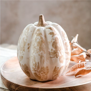 8.75"H BEIGE HEIRLOOM PUMPKIN - Michigan Southern Charm