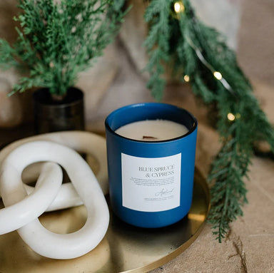 BLUE SPRUCE & CYPRESS LUXURY CANDLE - Michigan Southern Charm