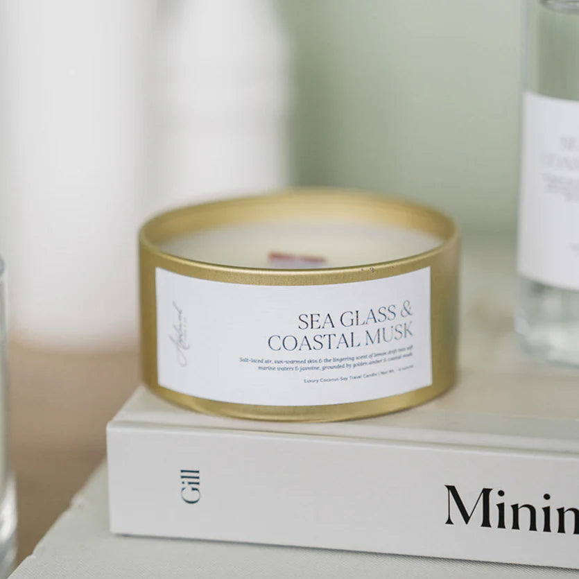 Sea Glass & Coastal Musk Travel Candle