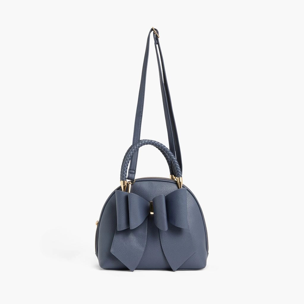 Bea Braided Top Handle Satchel Handbag Navy - Michigan Southern Charm