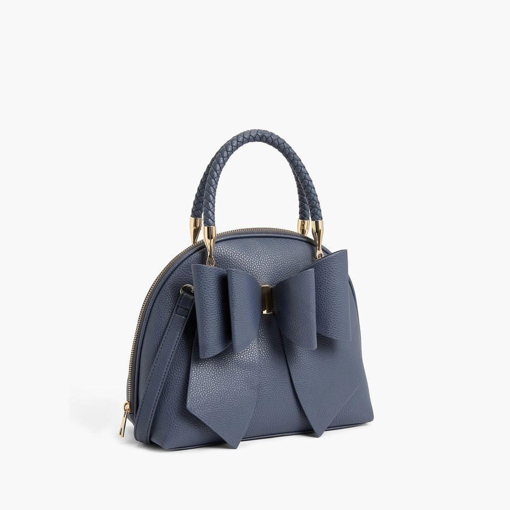 Bea Braided Top Handle Satchel Handbag Navy - Michigan Southern Charm