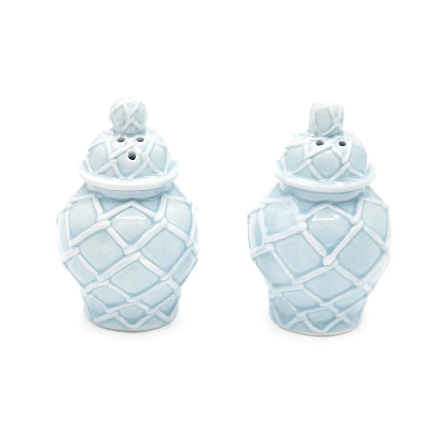 Light Blue Textured Jar Salt & Pepper Shaker Boxed Set - Michigan Southern Charm