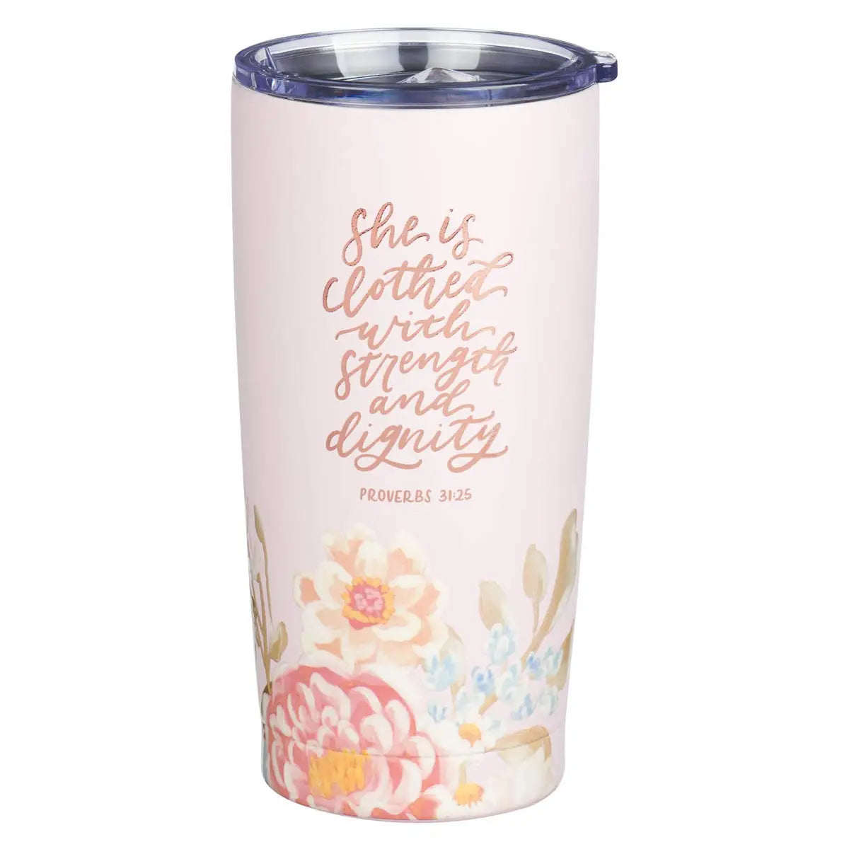 Tumbler Ss Pink Strength & Dignity Prov. 31:25 - Michigan Southern Charm