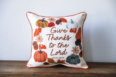 Give Thanks to the Lord Wreath Pillow - Michigan Southern Charm