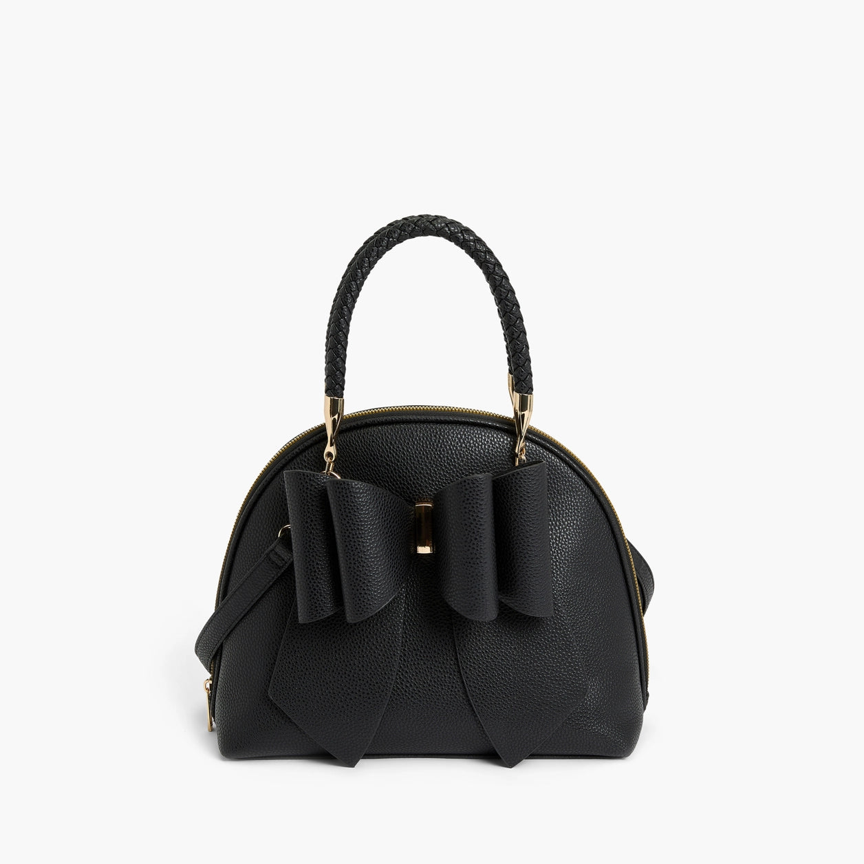 Bea Braided Top Handle Satchel Handbag Black - Michigan Southern Charm