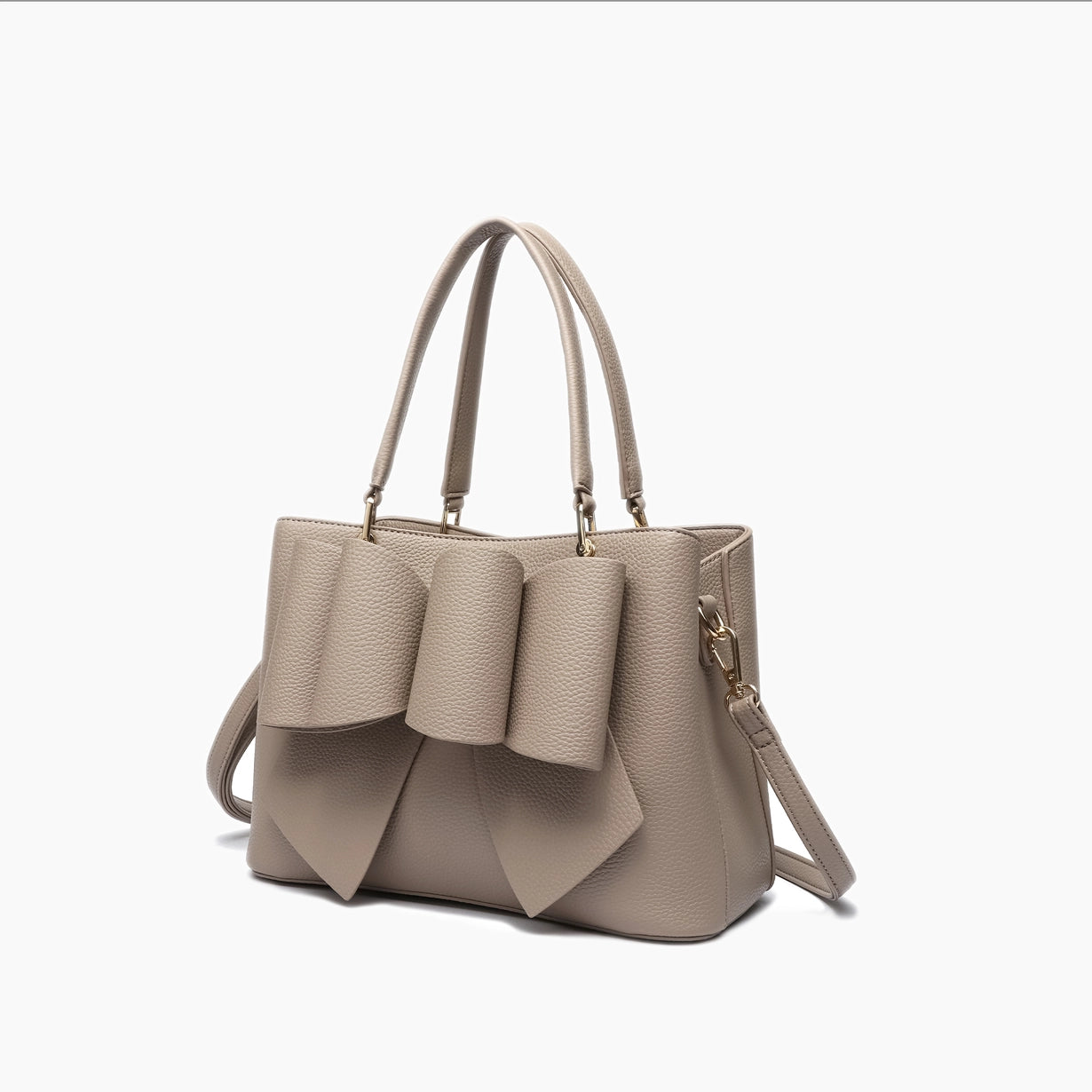 Jenna Bow Fall Satchel Purse - Taupe