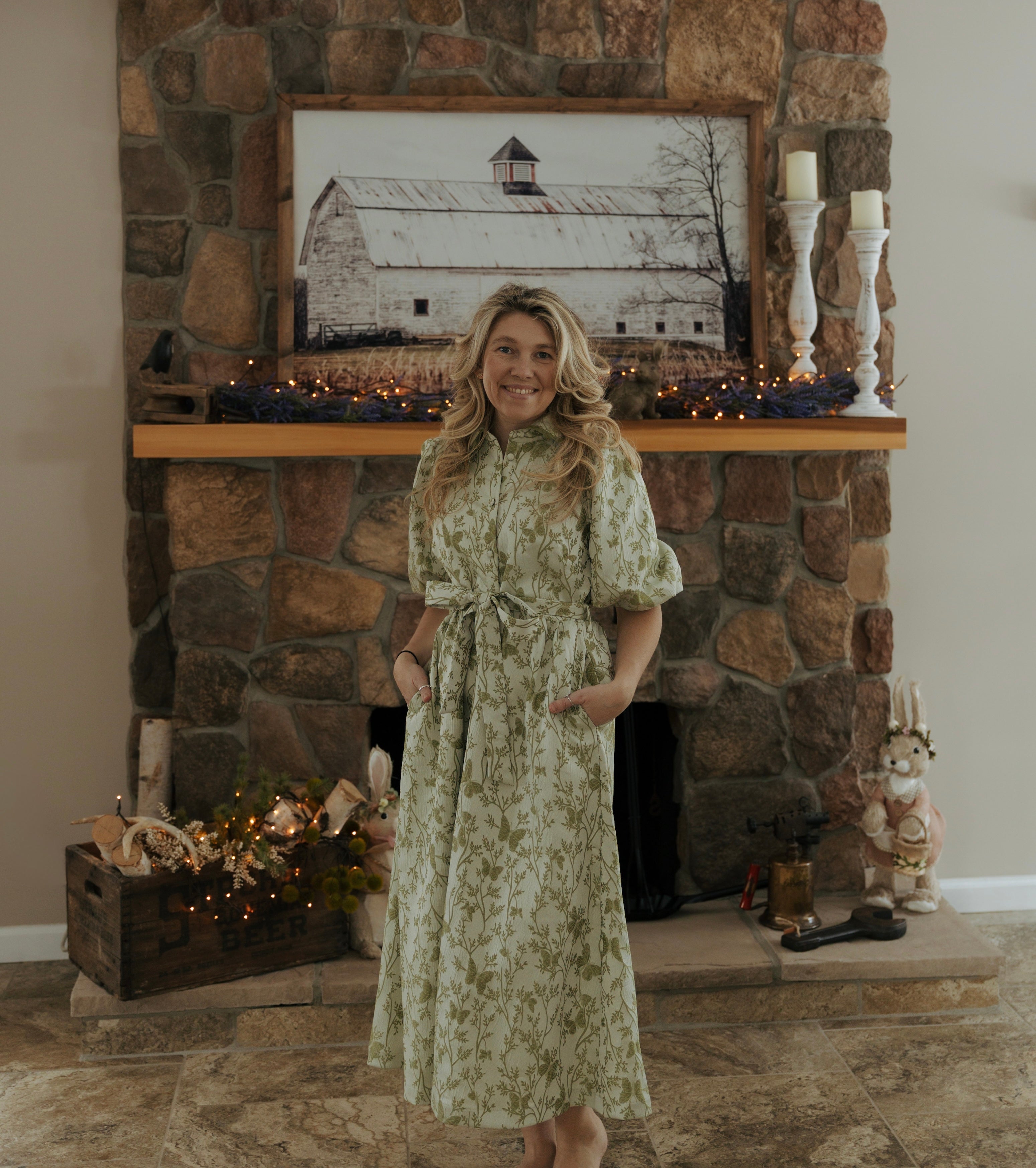 Timeless Butterfly Floral Garden Midi Dress - Michigan Southern Charm