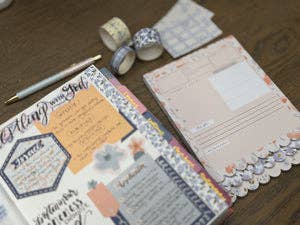 Christian Bible Journaling Tip-In Notepad For Women - Peachy Blue