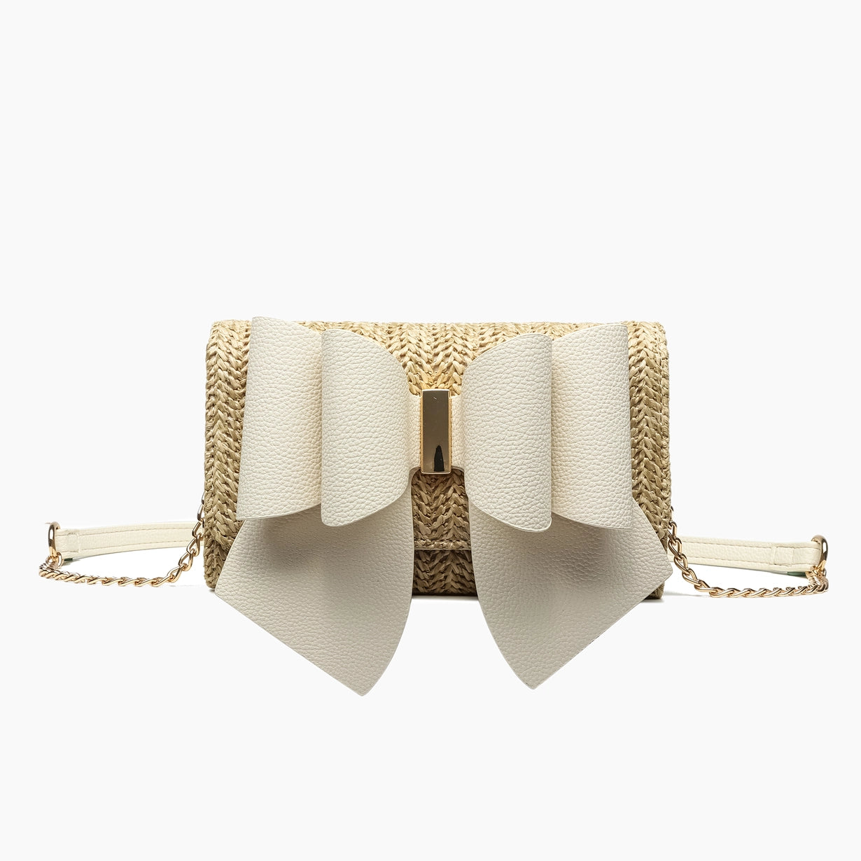 Bonnie Straw Wallet Crossbody Purse White