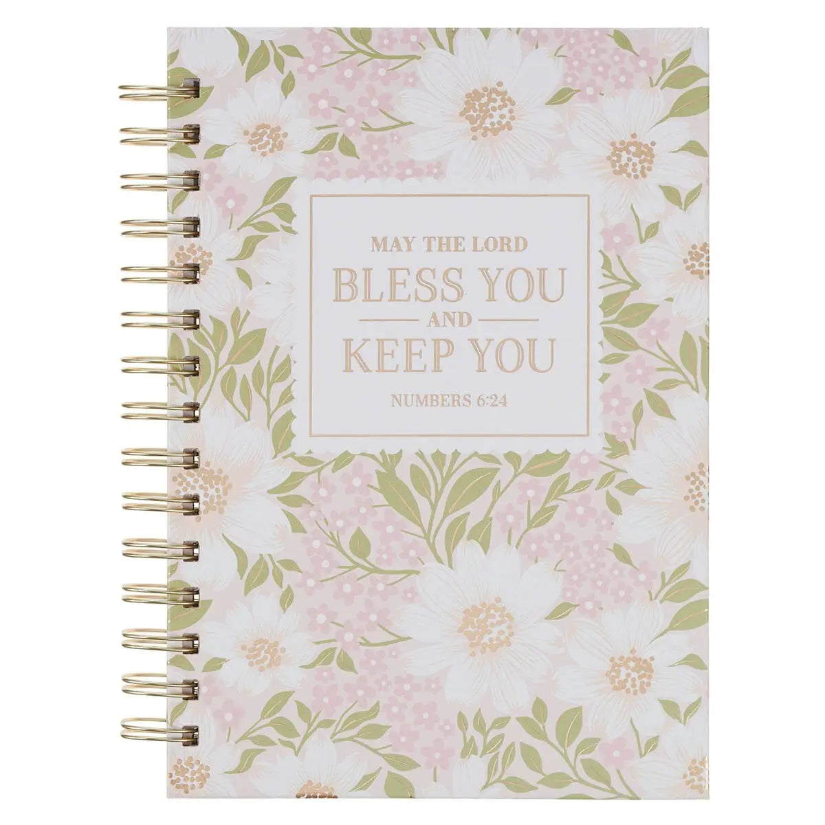 Journal Spiral Pink Floral Bless You and Keep You Num. 6:24 - Michigan Southern Charm