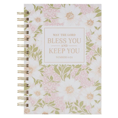 Journal Spiral Pink Floral Bless You and Keep You Num. 6:24 - Michigan Southern Charm