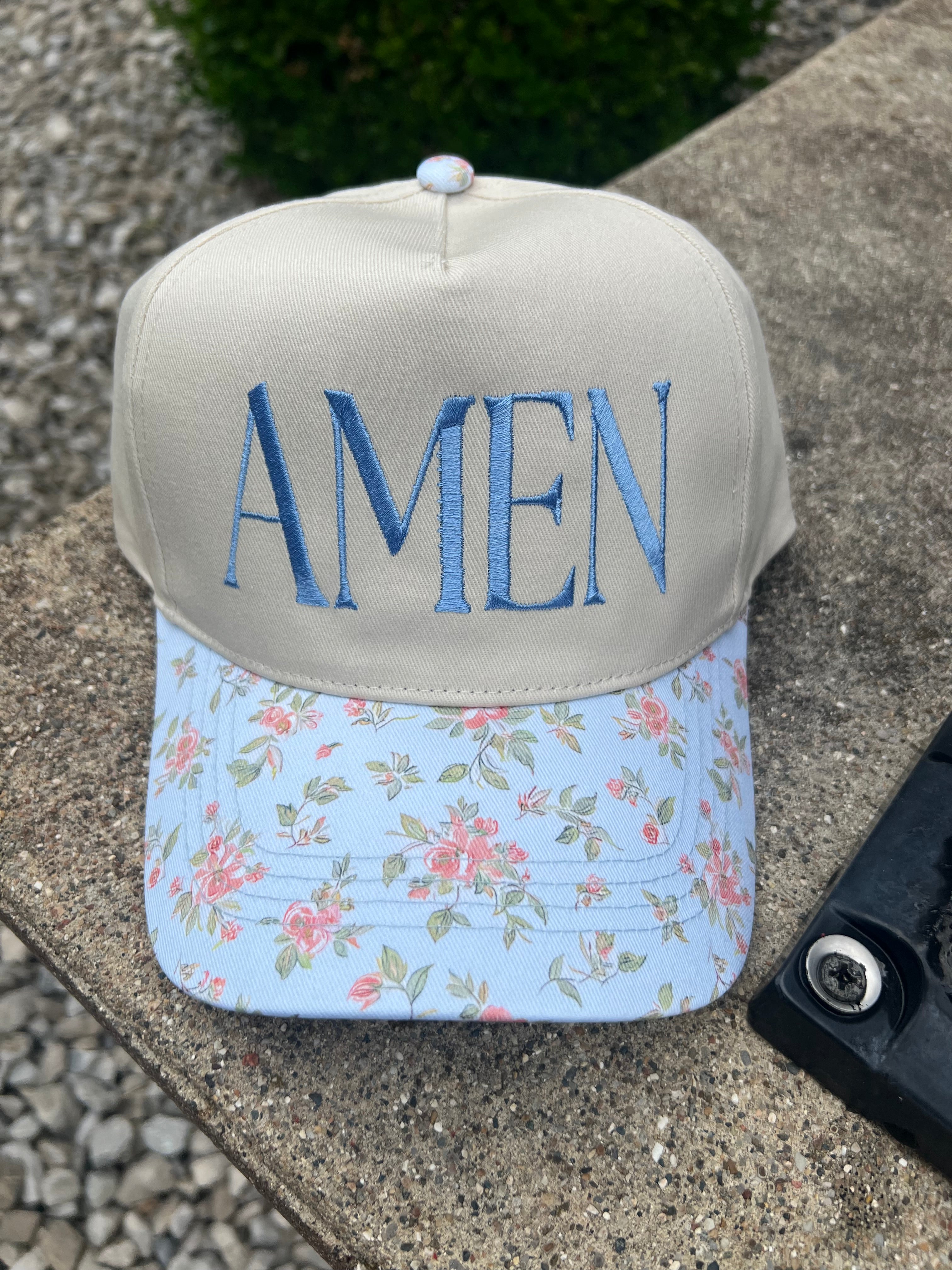 Amen Blue Floral Hat