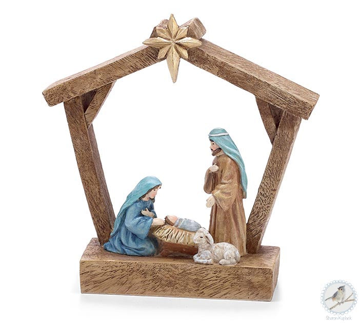 RESIN NATIVITY SHELF SITTER